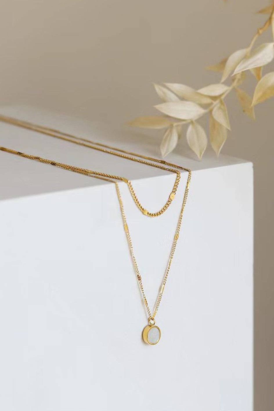 18K Gold Plated Waterproof Stainless Steel Layered Necklace