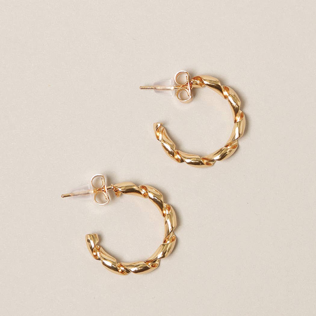 14K Gold Dipped Twisted Hoop Earrings
