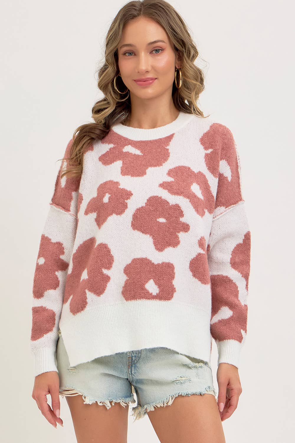 FLORAL LOOSE FIT SWEATER