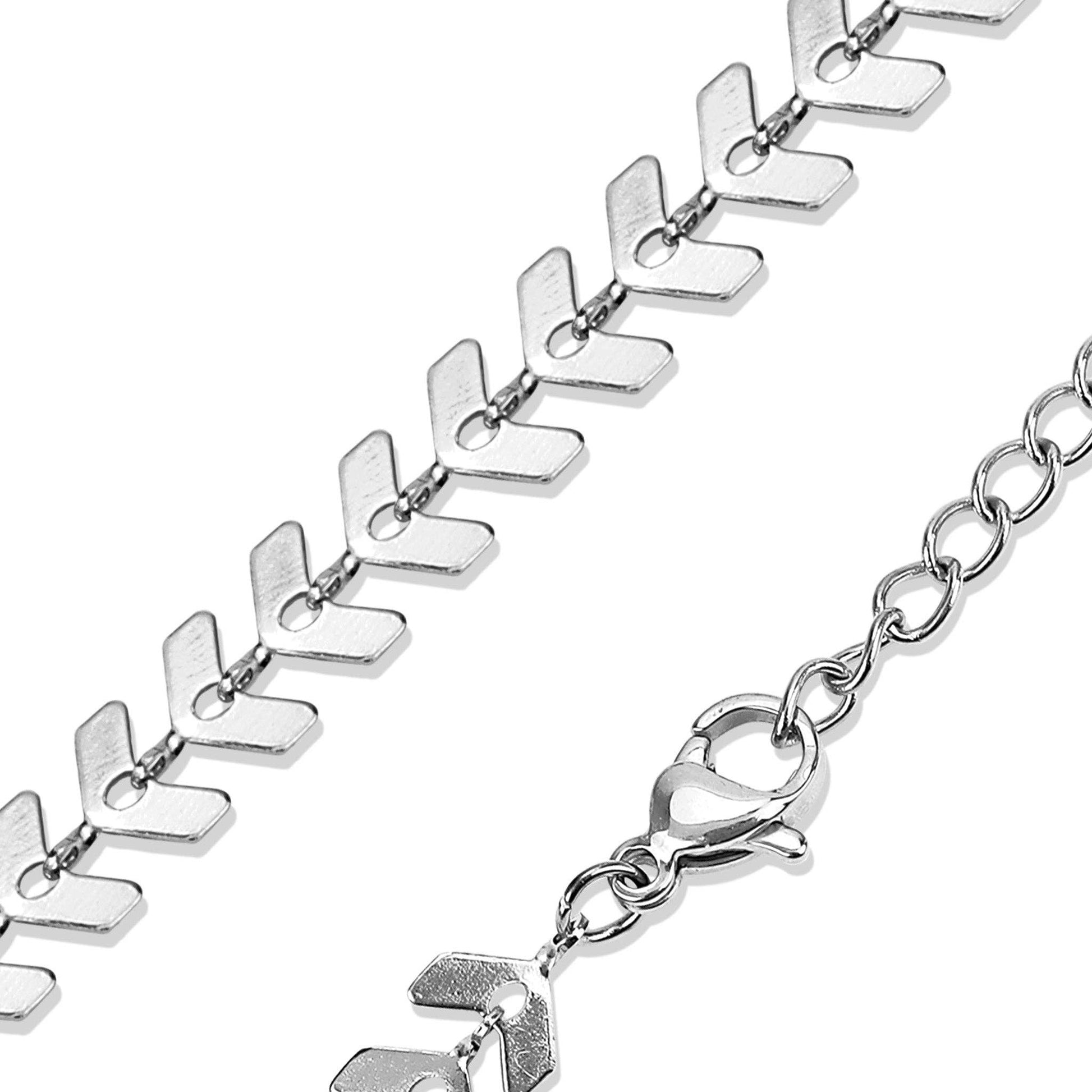 Stainless Steel Chevron Chain Necklace for Women: Gold / 18"+2" Ext