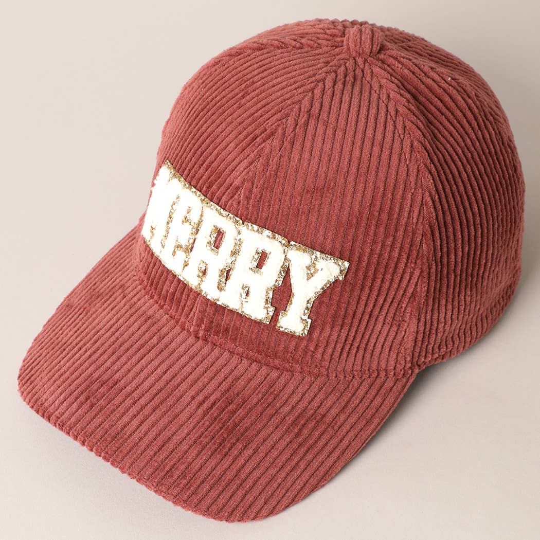 MERRY Embroidery Patch Corduroy Cap