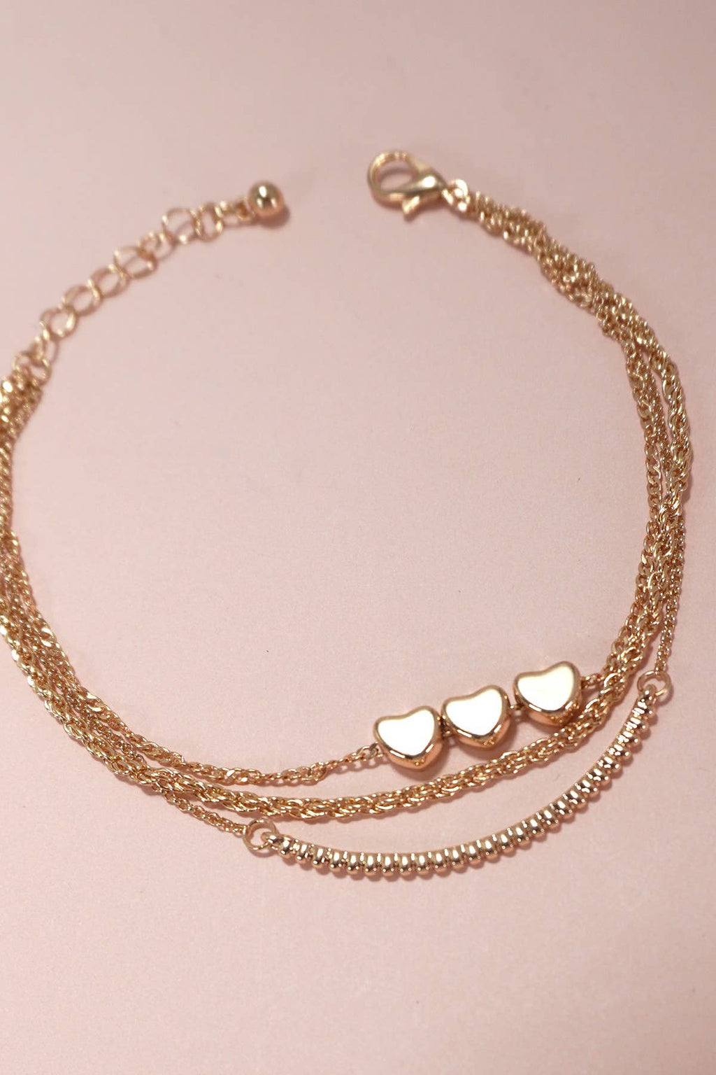 MULTI LAYER MOVABLE MINI HEART BAR BRACELET