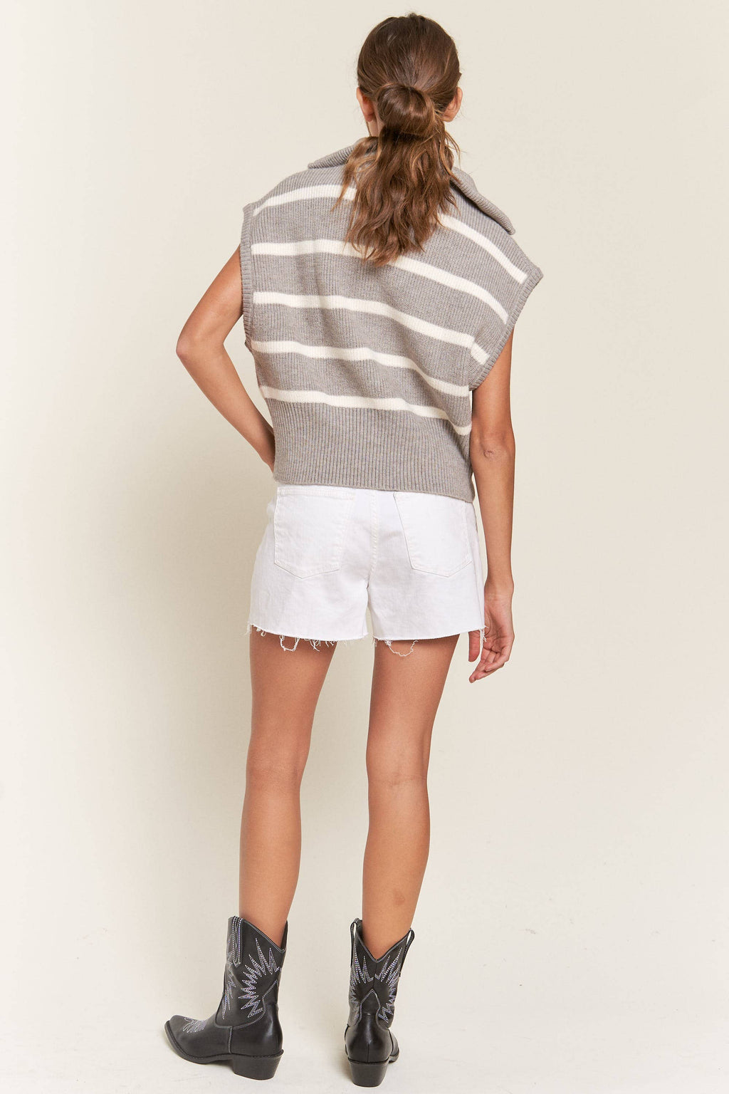 Gray Striped Sweater Vest