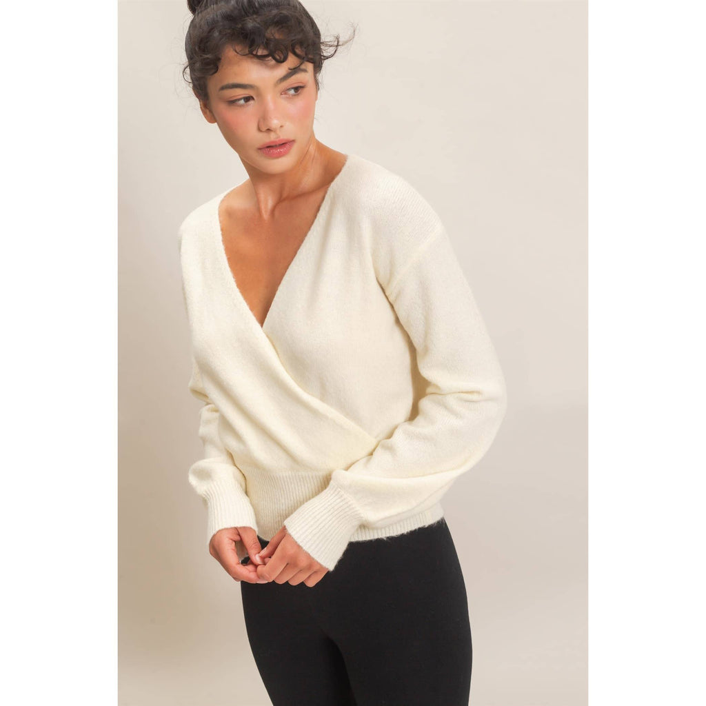 Wrap V Neck Sweater