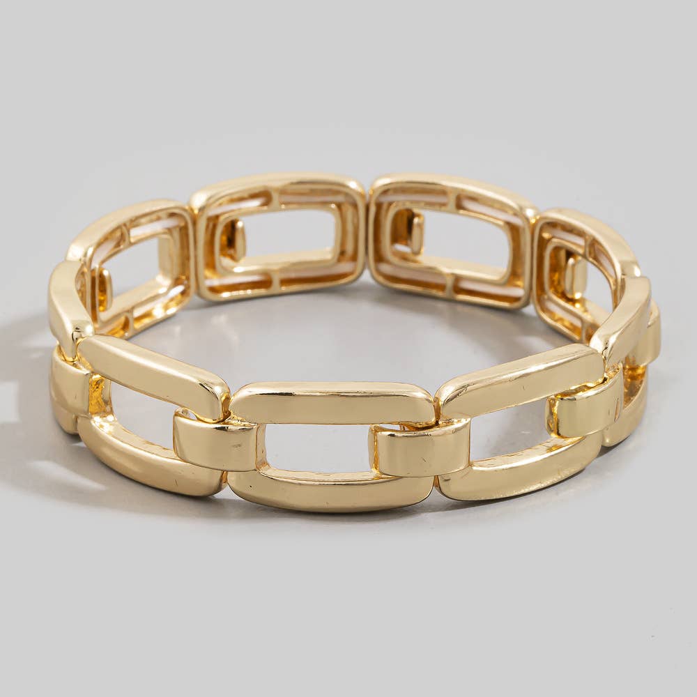 Chunky Square Open Link Stretch Bracelet
