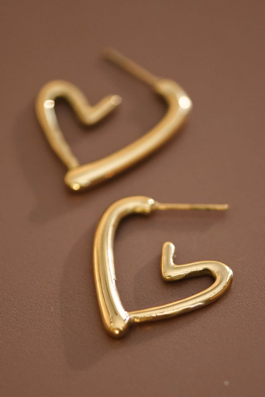 18K Gold Plated Waterproof Stainless Steel Heart Earrings