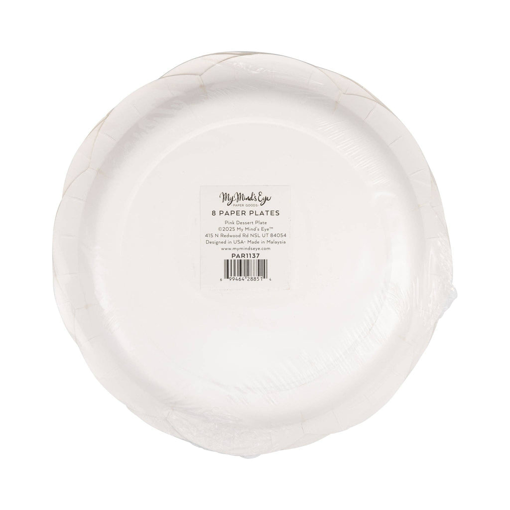 8" Pink Scallop Dessert Plate