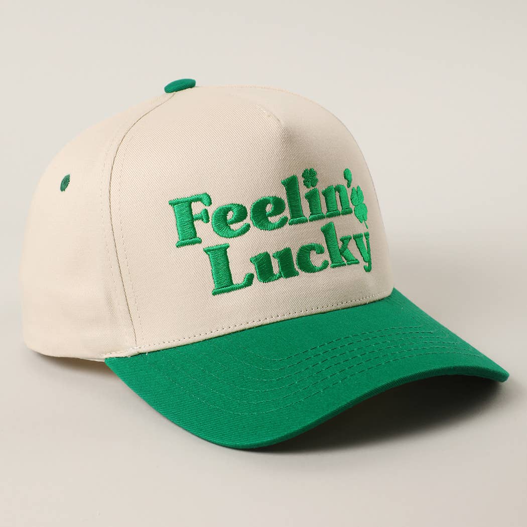 FEELIN LUCKY Embroidery Two-Tone Trucker Hat