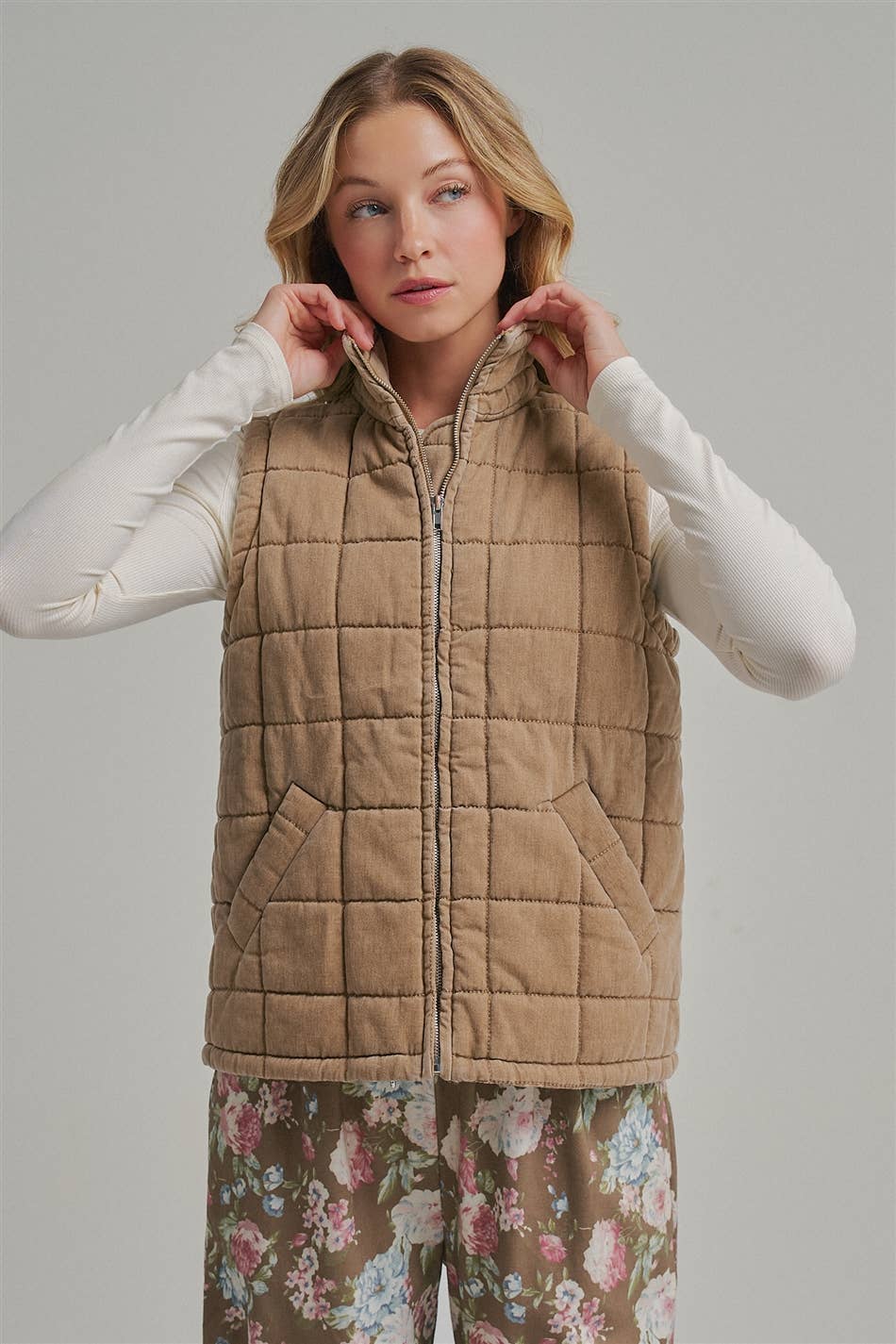 VINTAGE WASHED QUILTED PUFFER VEST