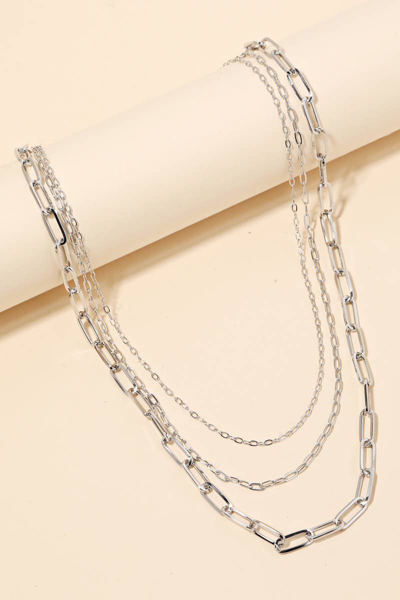Triple Oval Chain Link Necklace