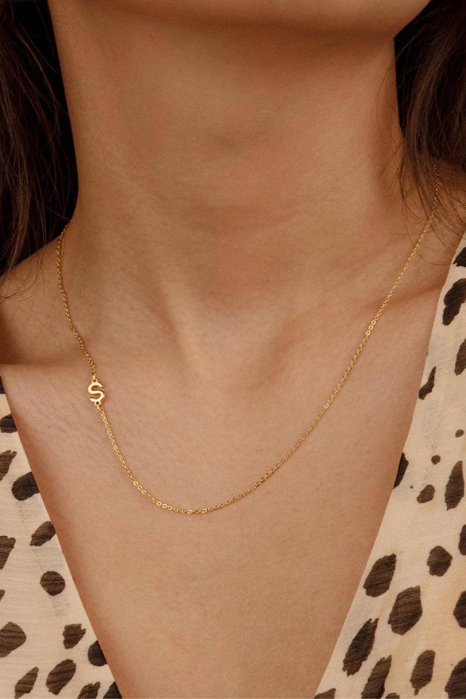 18K Gold Plated Waterproof Stainless Steel Initial Necklace