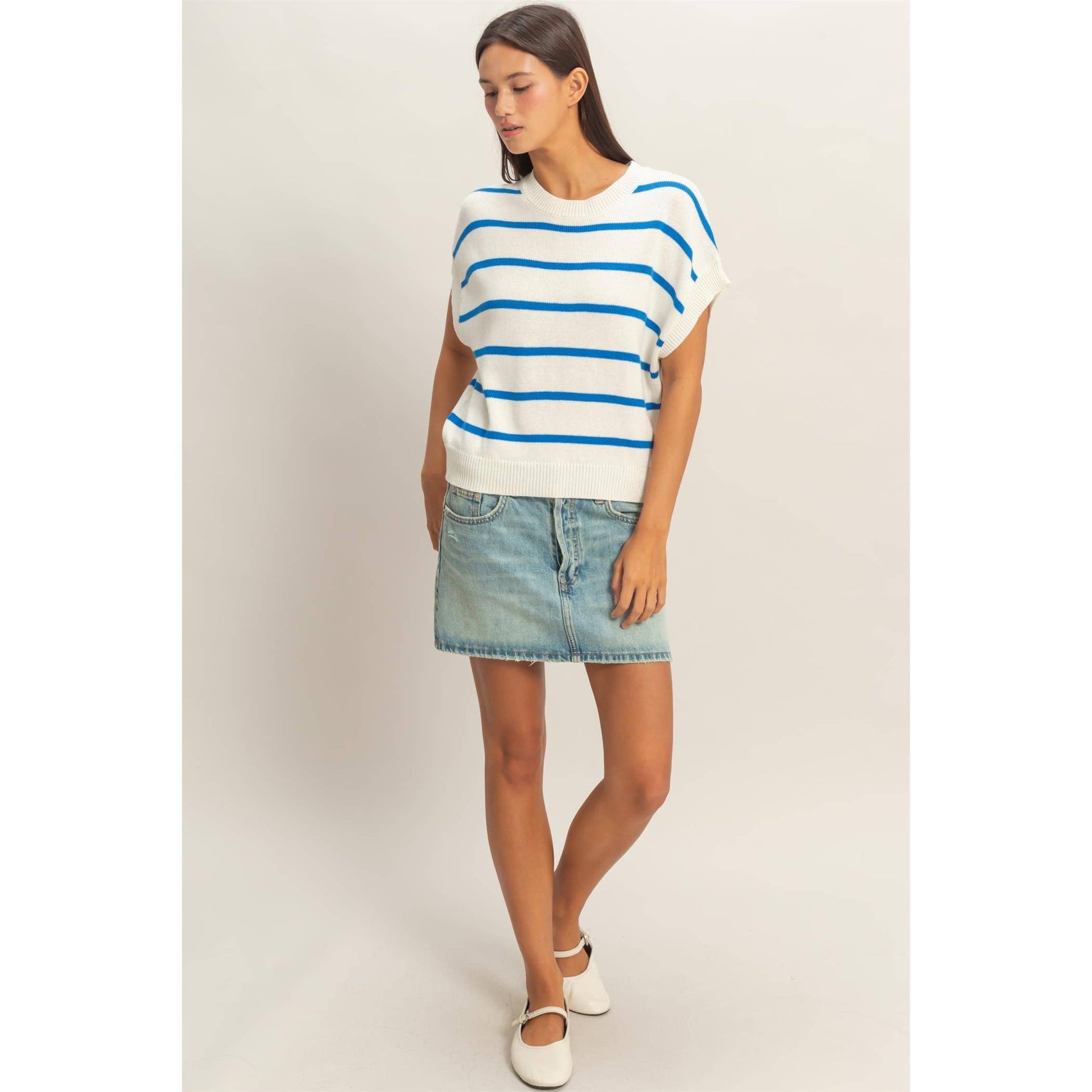 Striped Crew Neck Knit Top