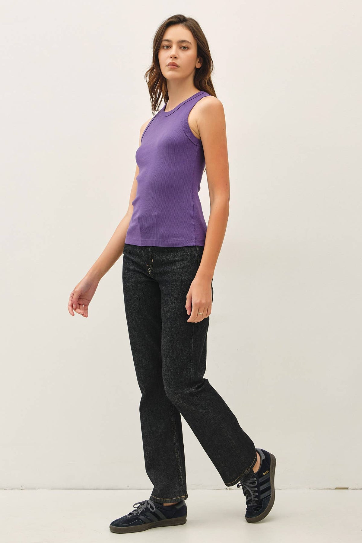 COTTON GARMENT DYED ROUND NECK TANK