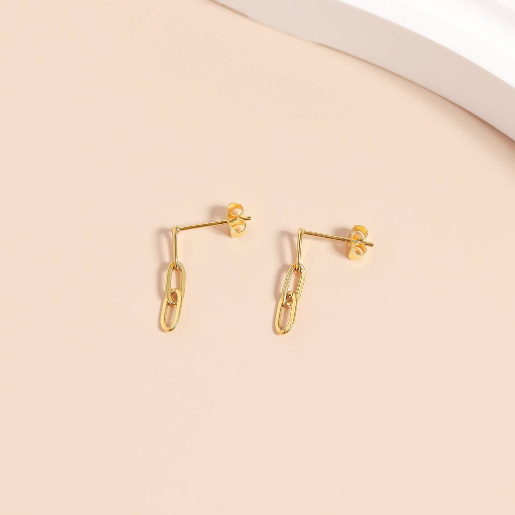 Stainless Steel Paperclip Earrings: Gold
