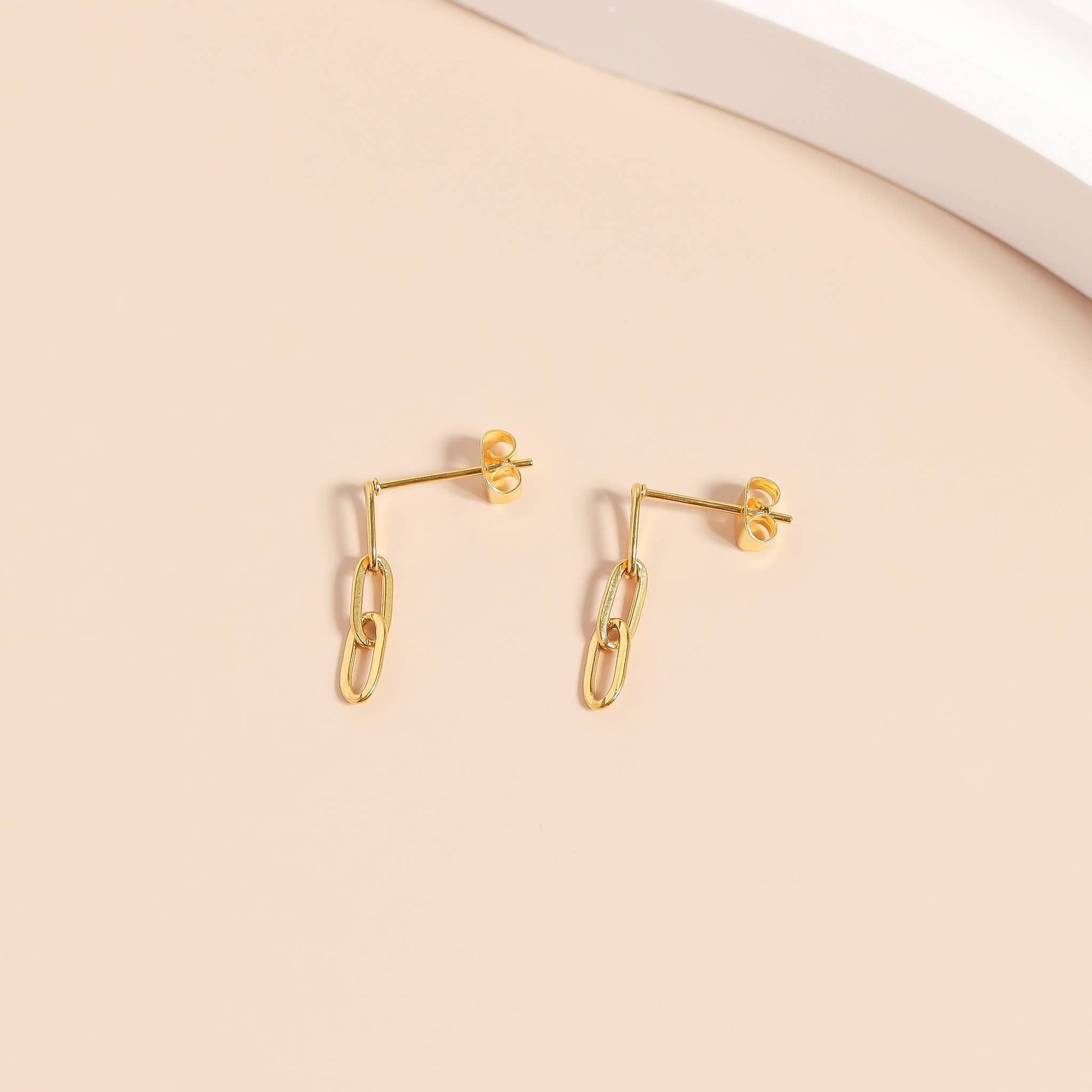 Stainless Steel Paperclip Earrings: Gold