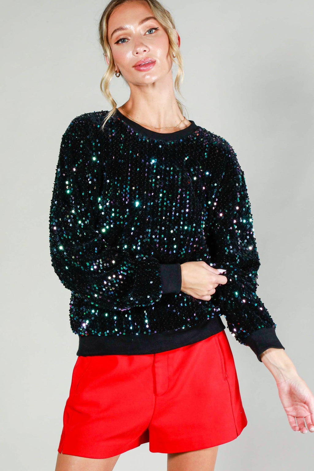 Sequin Crewneck Sweatshirt Top