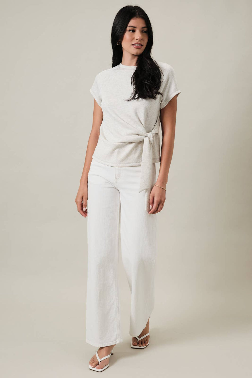 CREW NECK RAGLAN SHORT SLEEVE SIDE TIE TOP