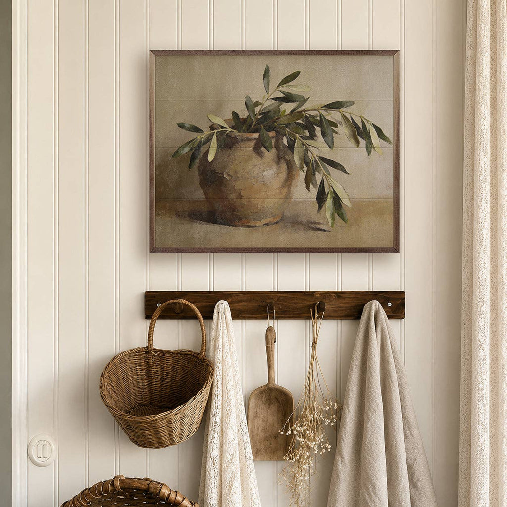 Olive Branches In An Earthen Vase 10x8"