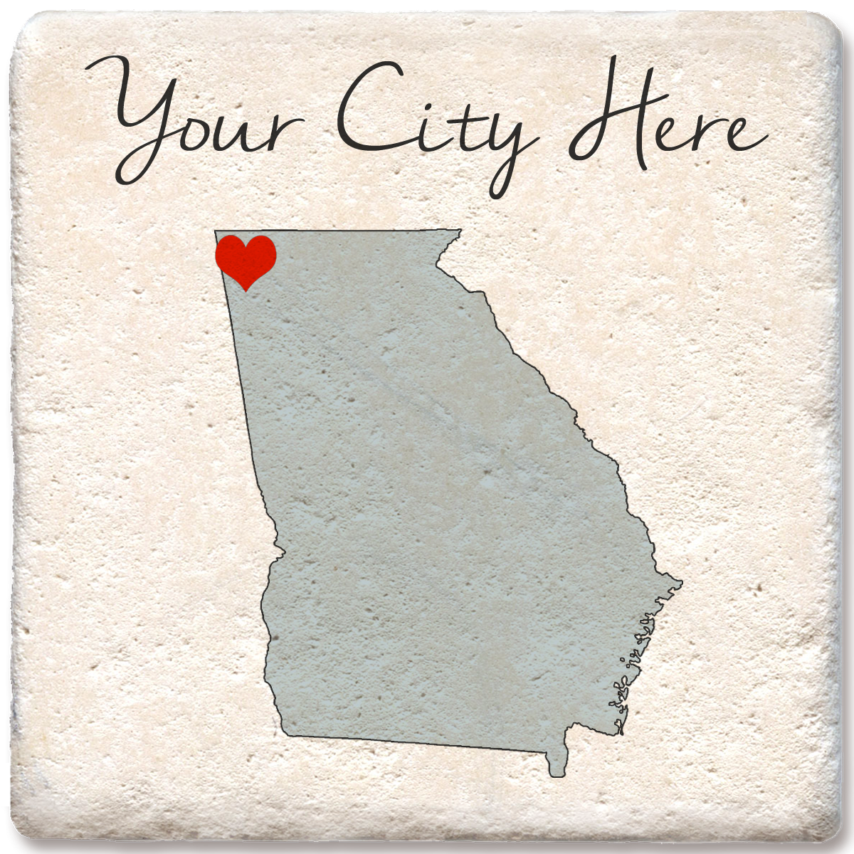 Custom Love Your Town State Silhouette Heart Coaster