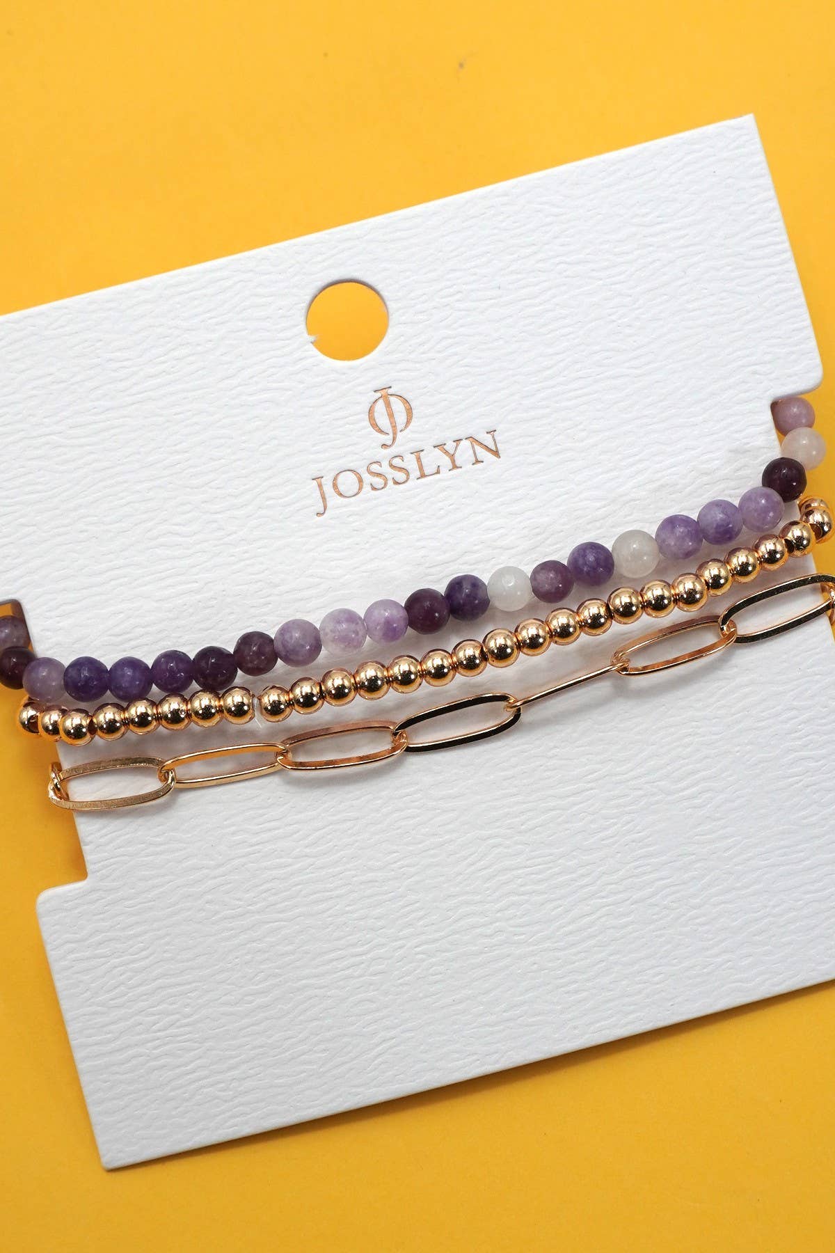 MULTI LAYER NATURAL STONE BALL CHAIN LINK BRACELET