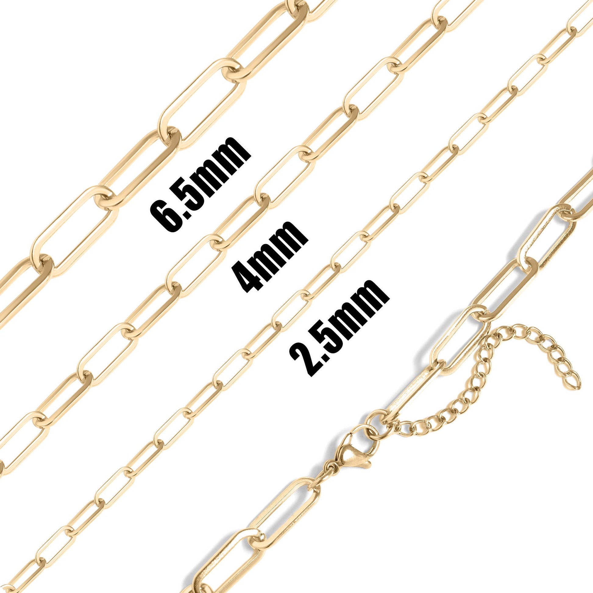 18K Gold Paperclip Chain Necklace: 20+02" / 4mm