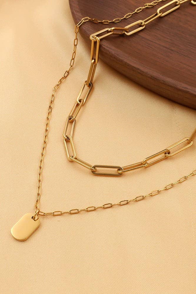 18K STAINLESS STEEL TARNISH FREE LAYERED NECKLACE