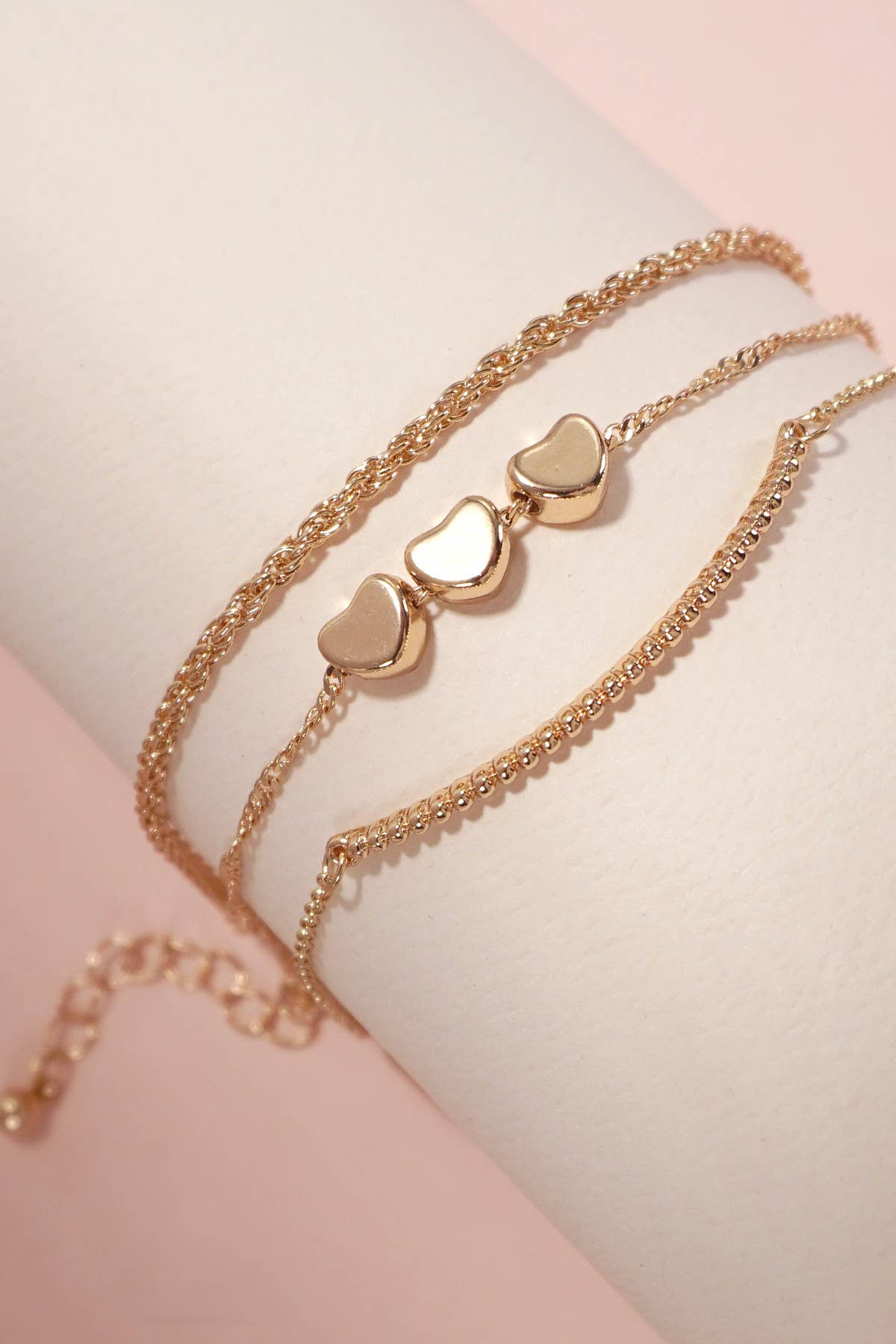 MULTI LAYER MOVABLE MINI HEART BAR BRACELET