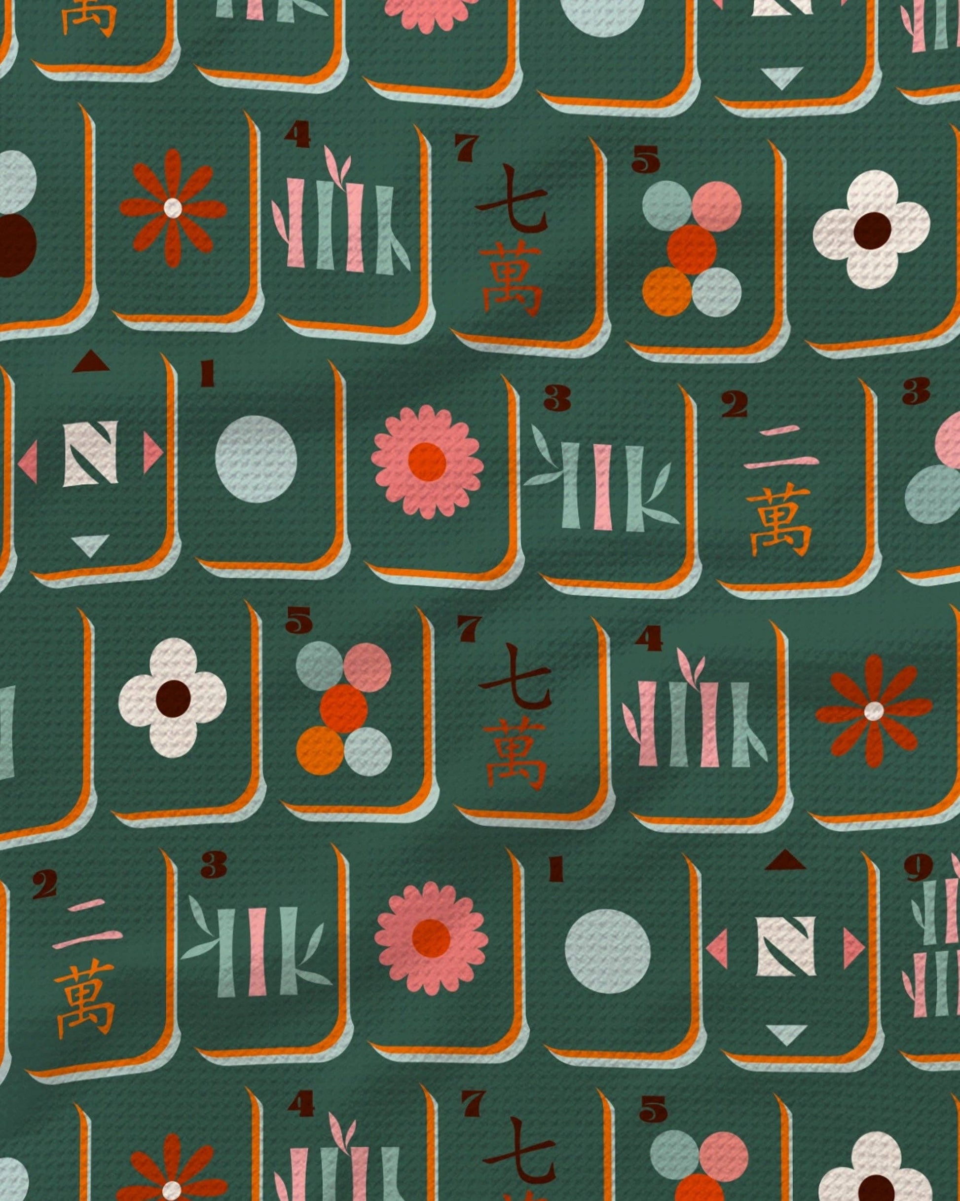 Moss Tile Toss Tea Towel