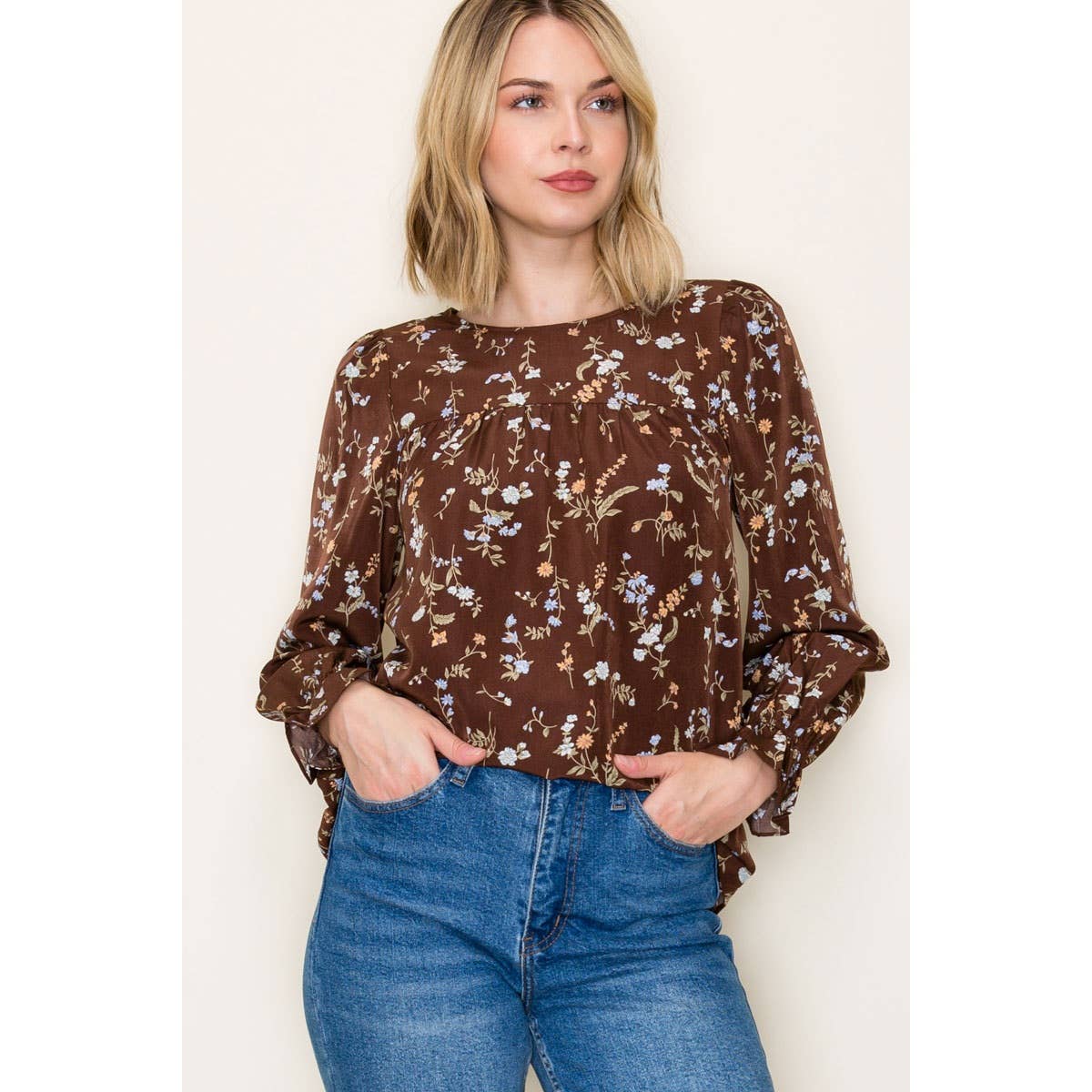 RUFFLE HEM FLORAL PRINT TOP