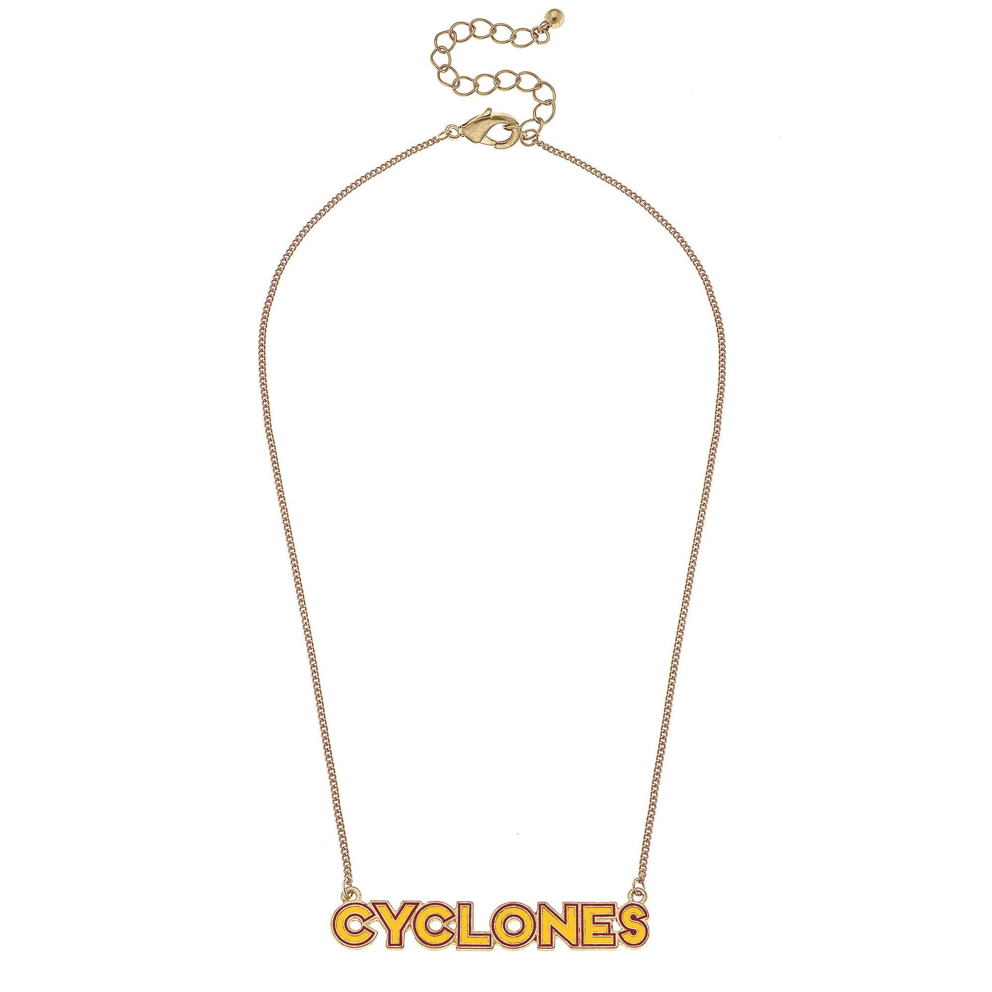 Iowa State Cyclones Outline Enamel Necklace in Cardinal/Gold