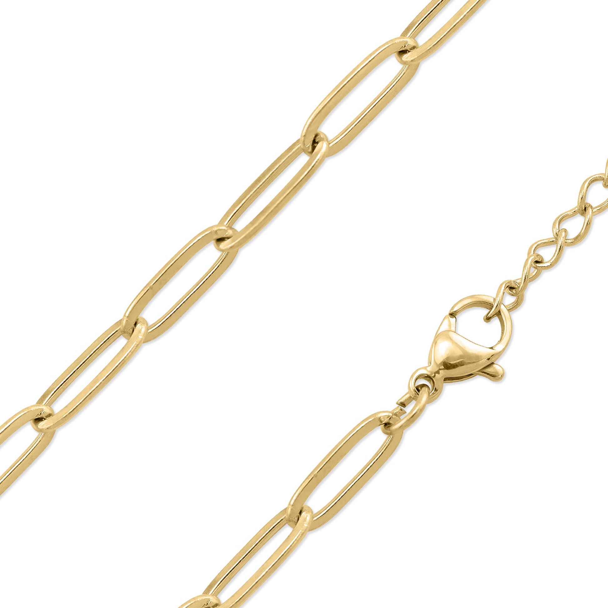 18K Gold Paperclip Chain Necklace: 16+02" / 4mm