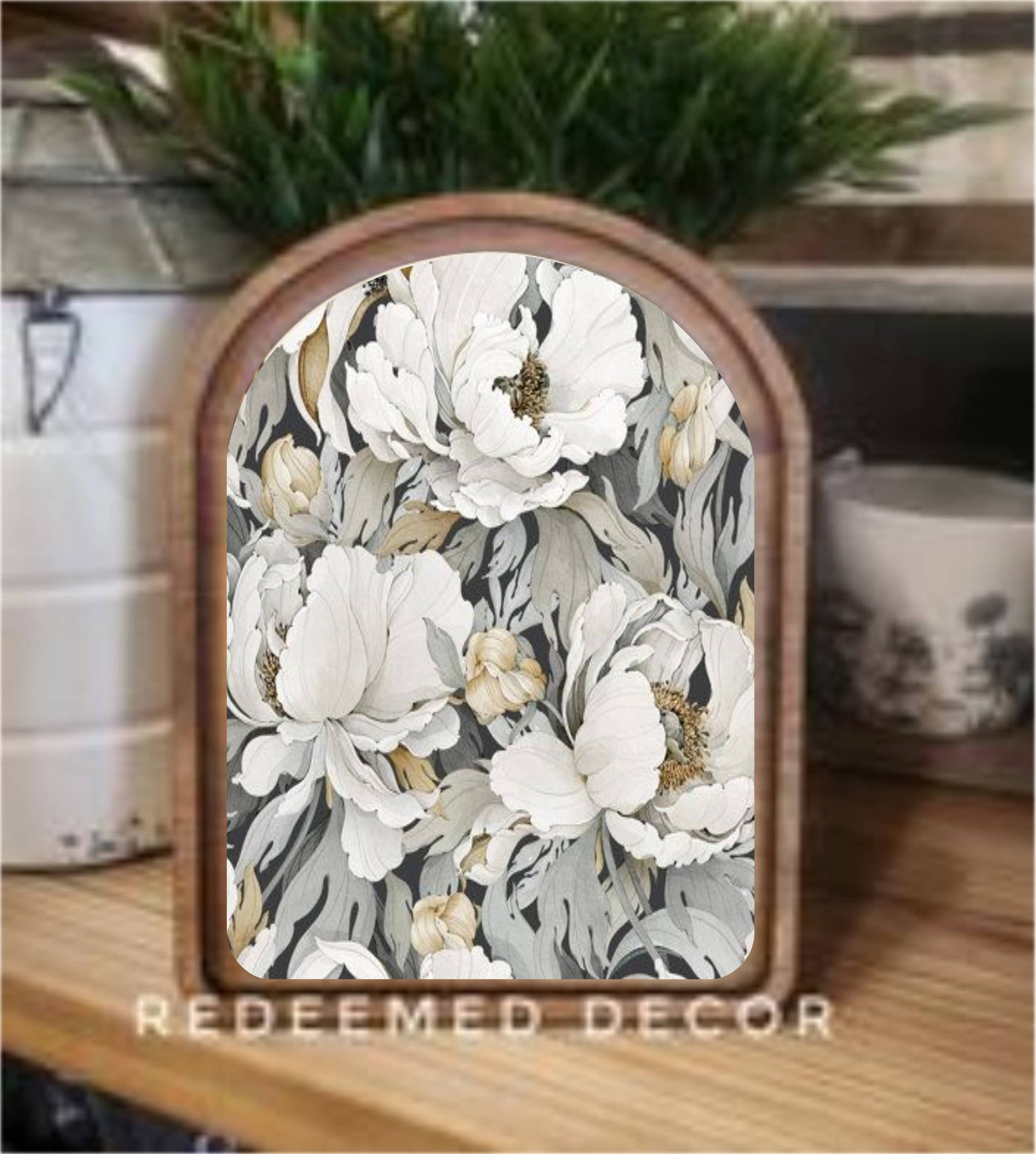 Arch Top Fresh Floral Framed Art 6x8"