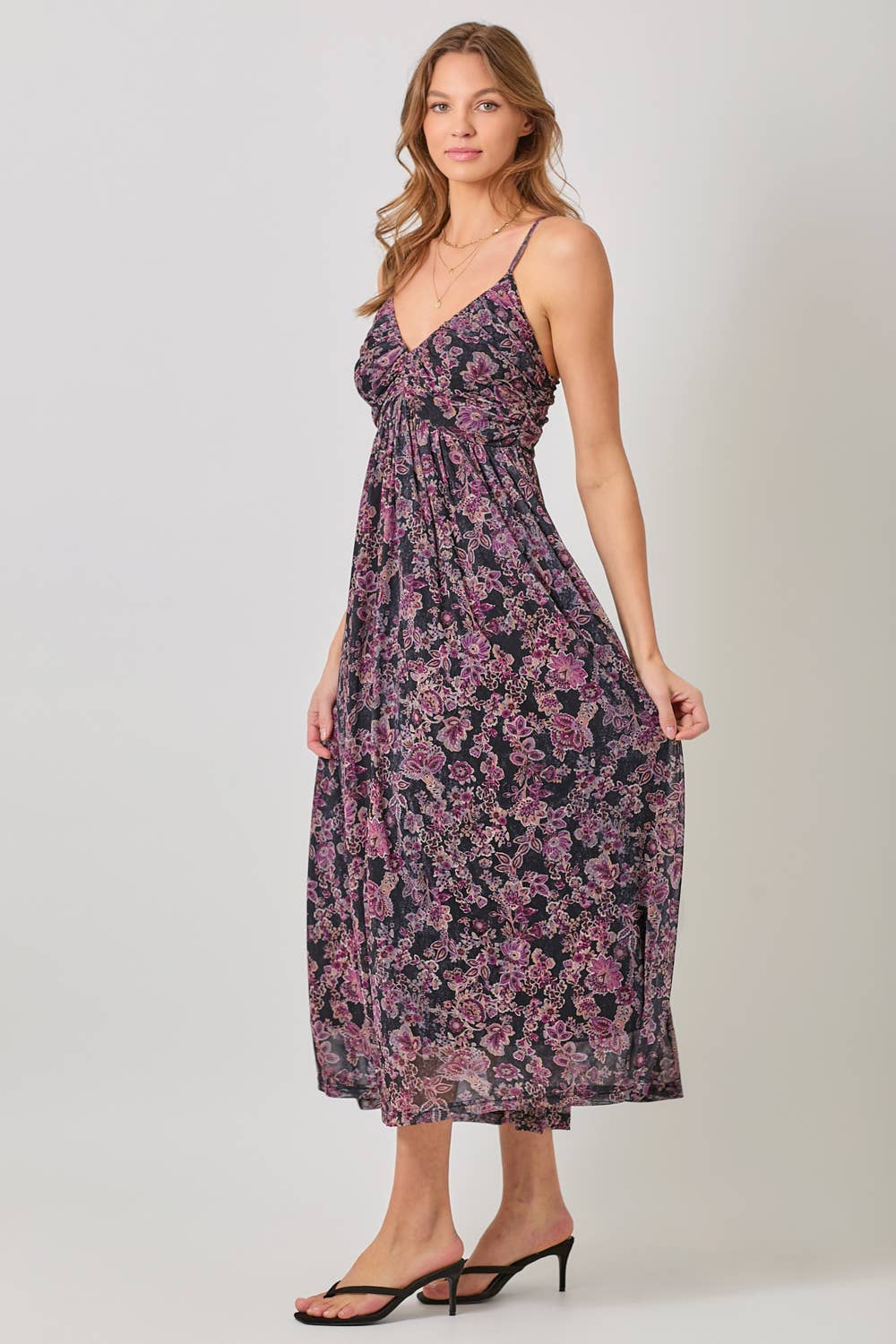 Criss Cross Back Pink Floral Dress