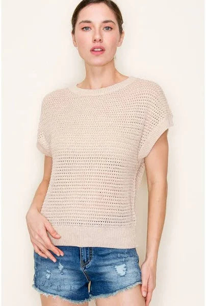 Open weave sweater top