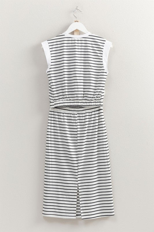 Black and White Stripe top and skirt set