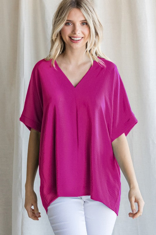 Curvy Magneta short sleeve top