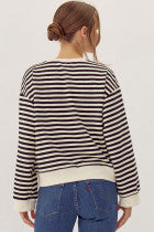 Striped with Ribbon long-sleeve top