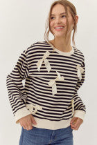 Striped with Ribbon long-sleeve top