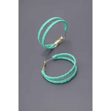 BOHO RAFFIA WRAPPED DOUBLE HOOP EARRINGS