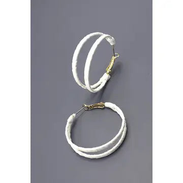 BOHO RAFFIA WRAPPED DOUBLE HOOP EARRINGS