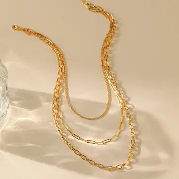 18K STAINLESS STEEL TARNISH FREE LAYERED NECKLACE