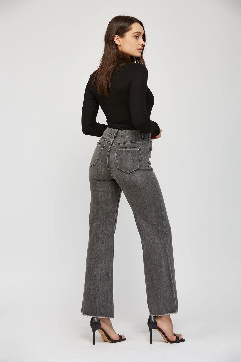 Mica High Rise Wide Leg Super Soft Dark Grey Jean