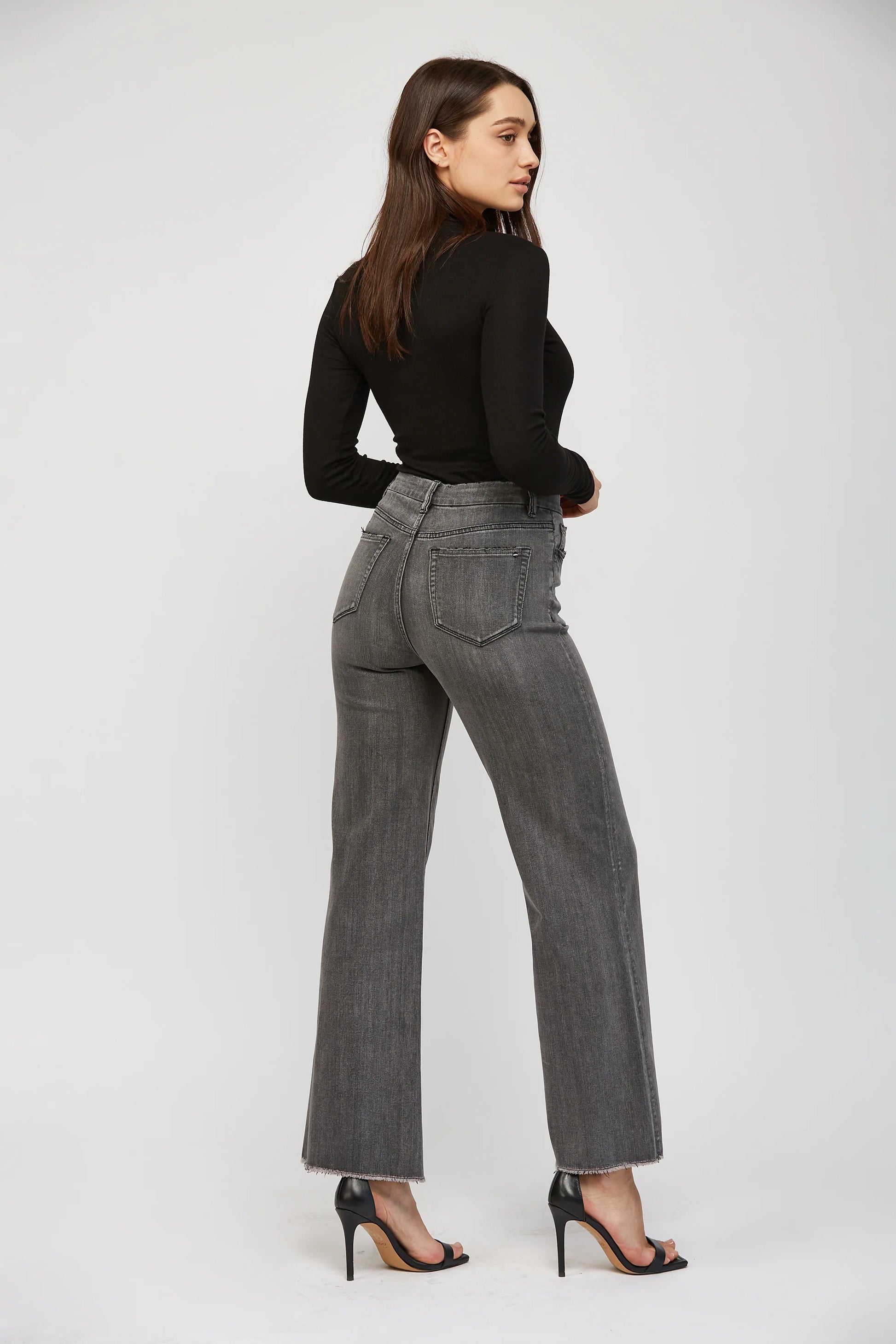 Mica High Rise Wide Leg Super Soft Dark Grey Jean