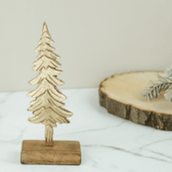 12.5" GOLD TREE ON WOOD STAND