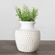 WHITE SQUAT DIMPLE VASE