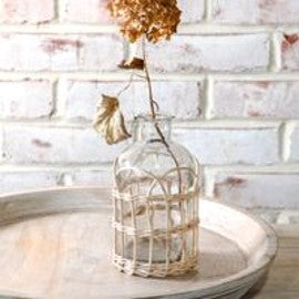 GLASS VASE WITH WEAVING