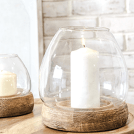 LG. CANDLE HOLDER WOOD BASE