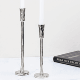 NICKLE PLATED CANDLE STANDS- LG