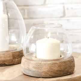 SM. CANDLE HOLDER WOOD BASE