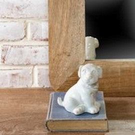 WHITE CERAMIC DOG